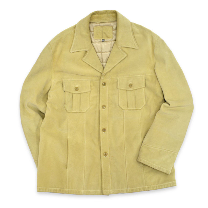 80s Calvin Klein suede leather jacket, made in Italy... L