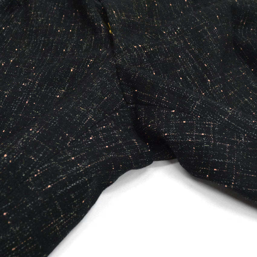 1950s-era black pinstripe Fleck Pattern kasuri wool slacks...