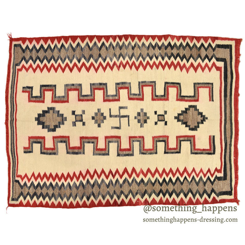 c.1930's NAVAJO RUG 卍 WHIRLING LOG SWASTIKA... 148cm×106cm