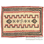 c.1930's NAVAJO RUG 卍 WHIRLING LOG SWASTIKA... 148cm×106cm