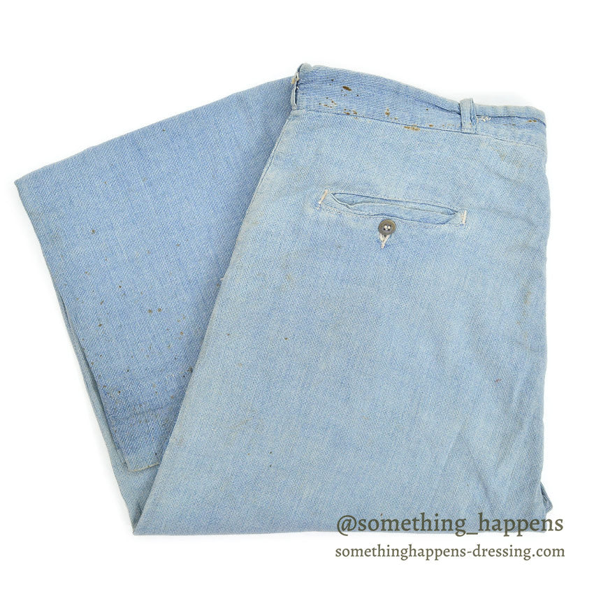 ~1940's PIN CHECK COTTON WORK TROUSERS...W35 L29