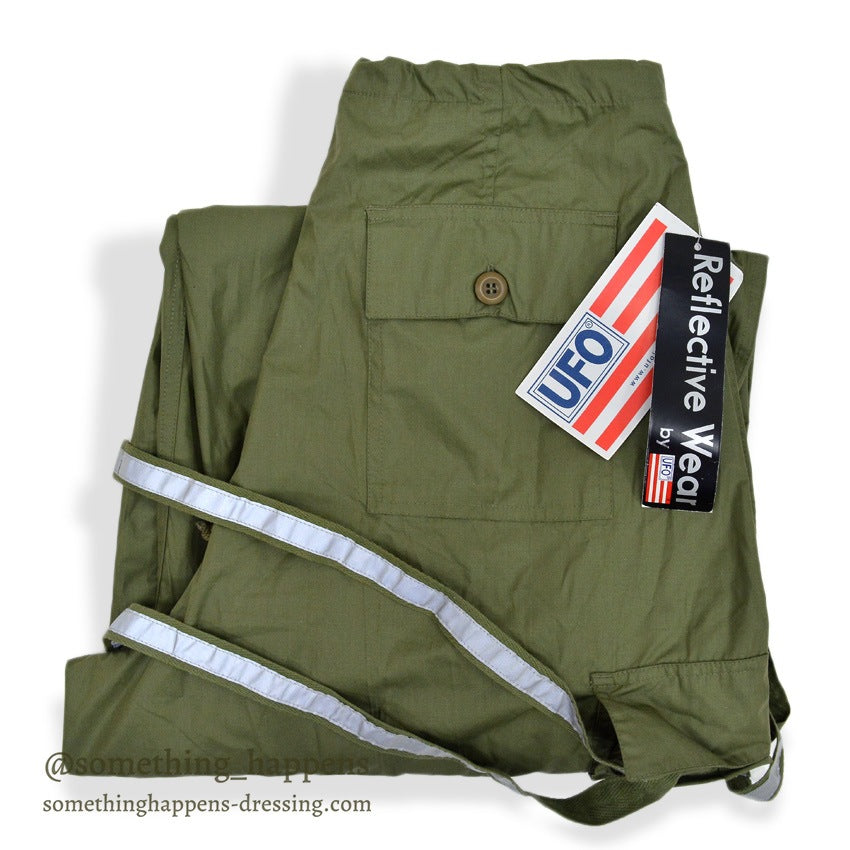 1990's~ DEADSTOCK UFO REFLECTIVE WEAR WIDE PANTS OLIVE...XS