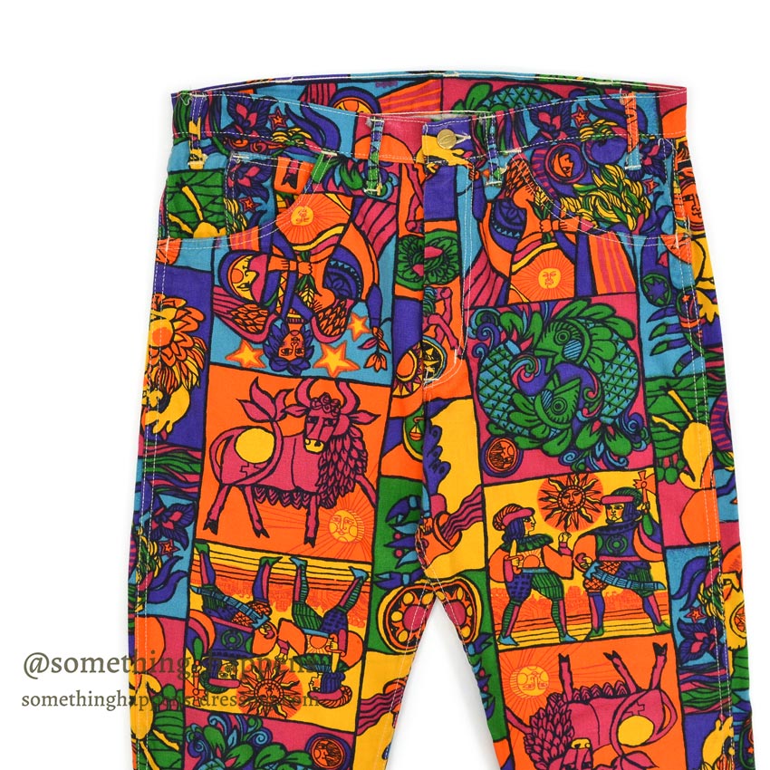 1960's~ CARHARTT CRAZY ZODIAC PATTERN PANTS...W35 L31