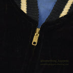 1950s JAPAN SOUVENIR JACKET (Sukajan) - Black velvet with black and white ribbing... Fits like ML