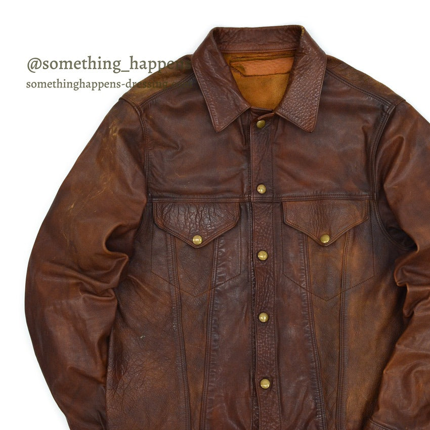 1960's~ SUPERIOR BROWN LEATHER JACKET TYPE 3RD... Fits like 40