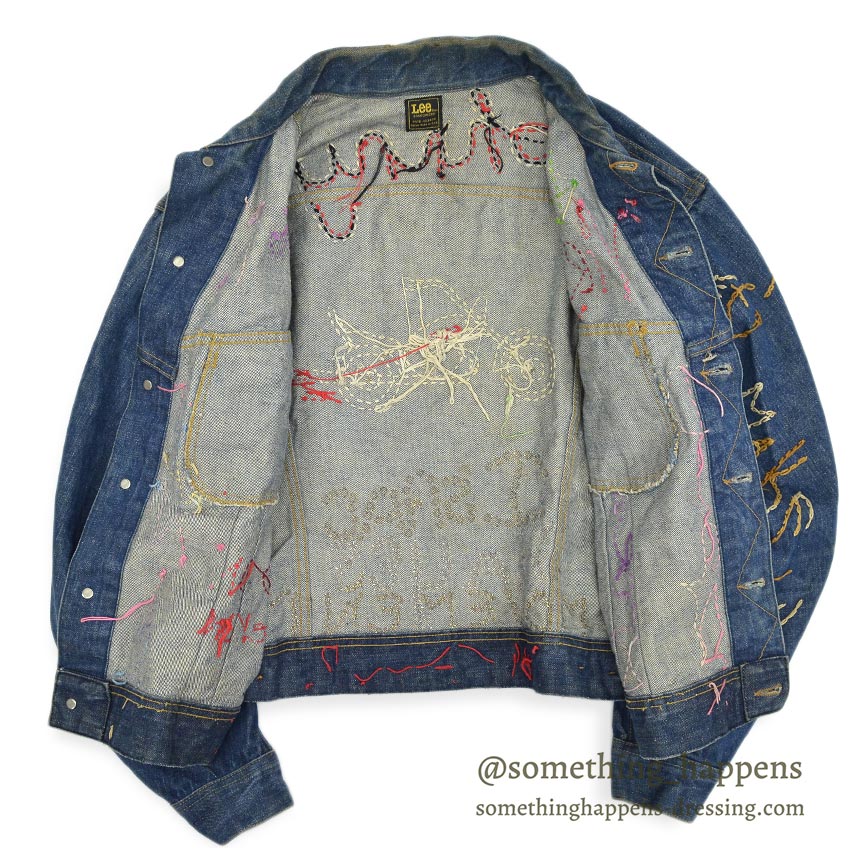 1970's Lee EMBROIDERY DENIM JACKET ... Fits like 44