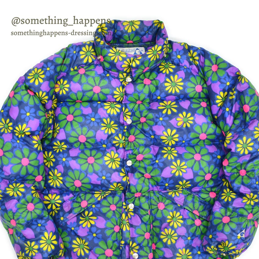 1970's GERRY HIPPIE FLOWER PATTERN ALL OVER PRINT DOWN JACKET...