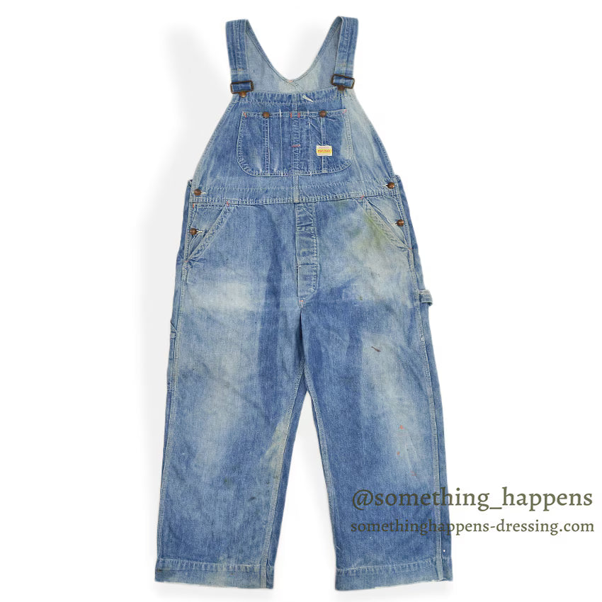 ~1960's PAYDAY INDIGO DENIM OVERALL FADED... W38/L27