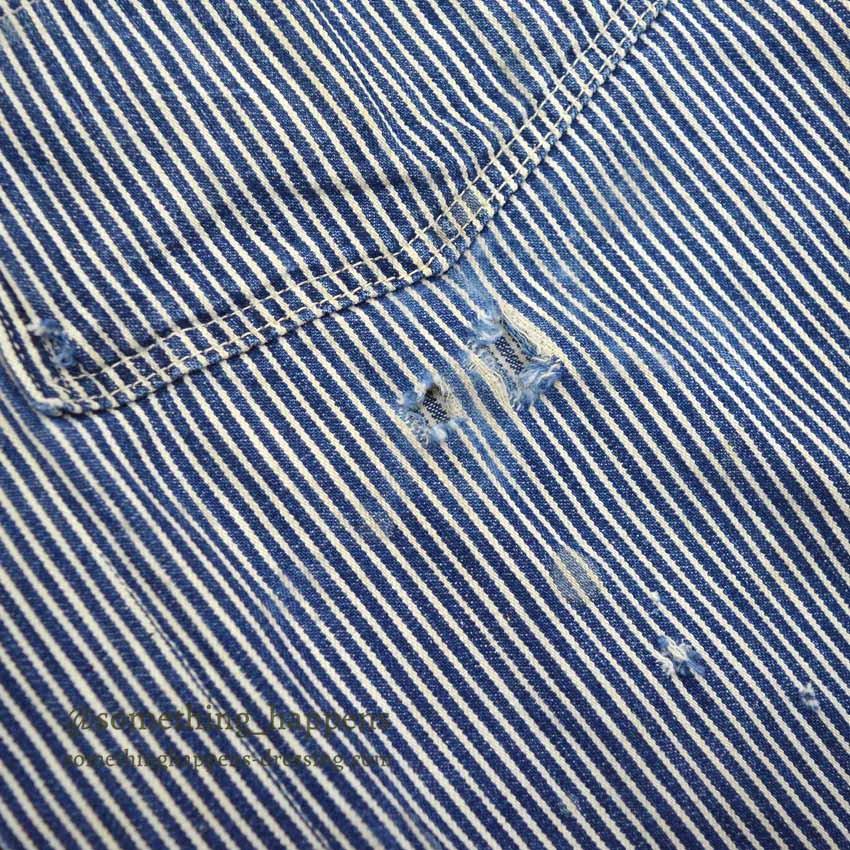 1930's〜 UNUSUAL HICKORY STRIPE SERVICE COAT 機関車ボタン ... Fits like 38