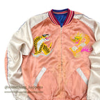 1940s- JAPAN SOUVENIR JACKET (Sukajan) with patch pockets, hawk, tiger, and dragon design, SPEED zipper...