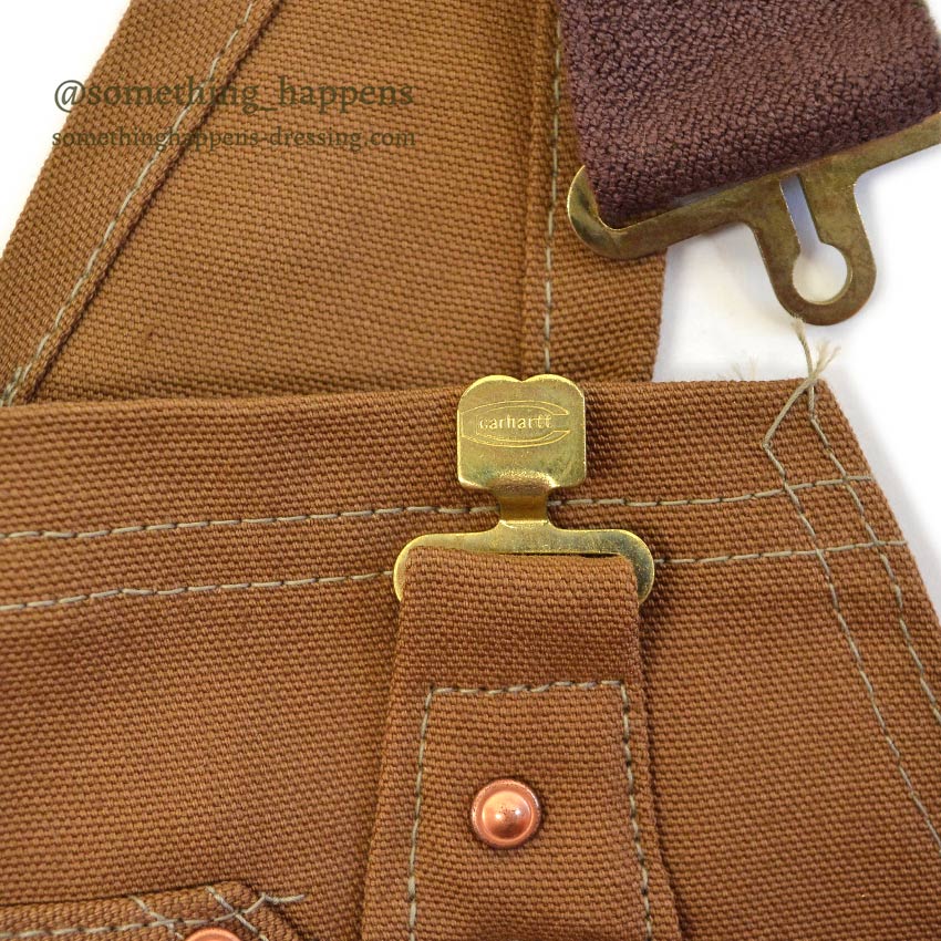 1970's DEADSTOCK CARHARTT BROWN DUCK DOUBLE KNEE OVERALL ...W36/L28