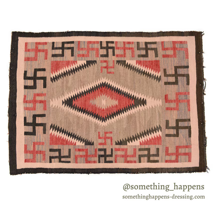 c.1930's NAVAJO RUG WHIRLING LOGS SWASTIKA... 155cm/110cm