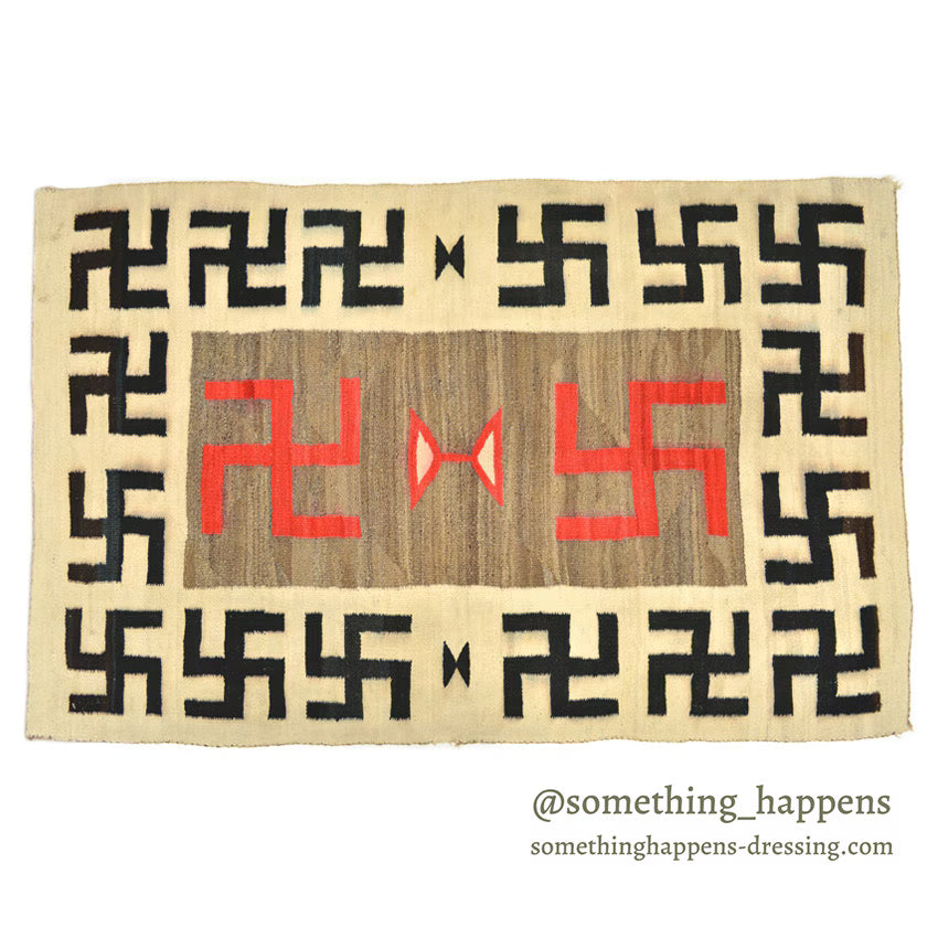 c.1920's NAVAJO RUG WHIRLING LOGS SWASTIKA... 191cm/123cm