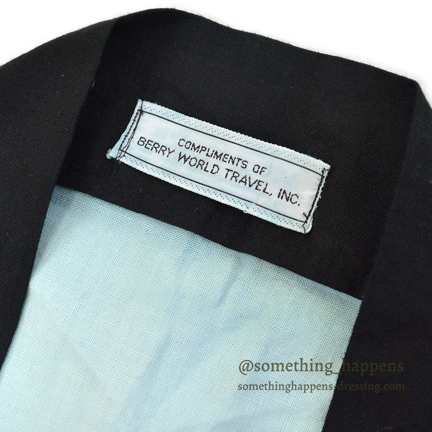 1960s BERRY WORLD TRAVEL, INC. PRIVATE JET GIFT Hanten (traditional Japanese jacket) ... BLUE