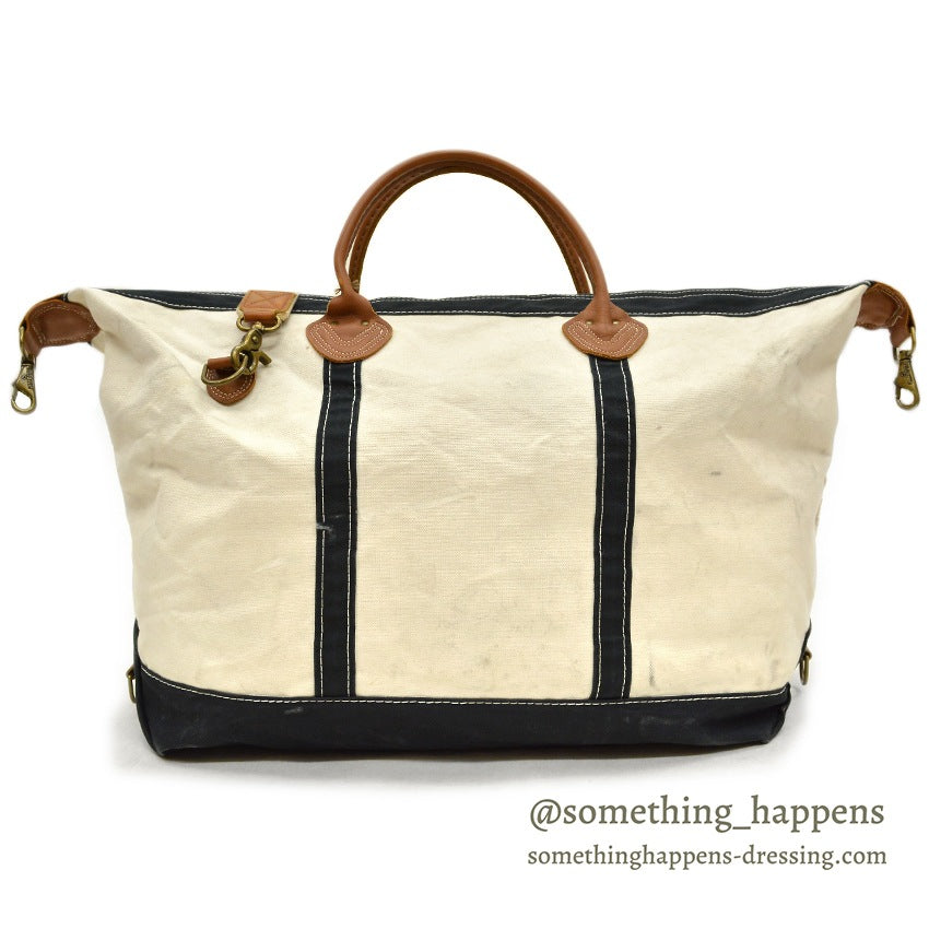 L.L.BEAN LEATHER HANDLE ZIP-TOP TOTE, BOSTON BAG BLACK ... USA製