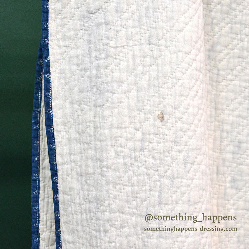 ANTIQUE LIGHTNING STREAK ZIG ZAG INDIGO STAR CALICO PATCHWORK QUILT... 195cm/120cm