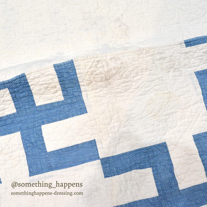 ANTIQUE WHIRLING LOGS, SWASTIKA PATCHWORK QUILT... 206cm/164cm