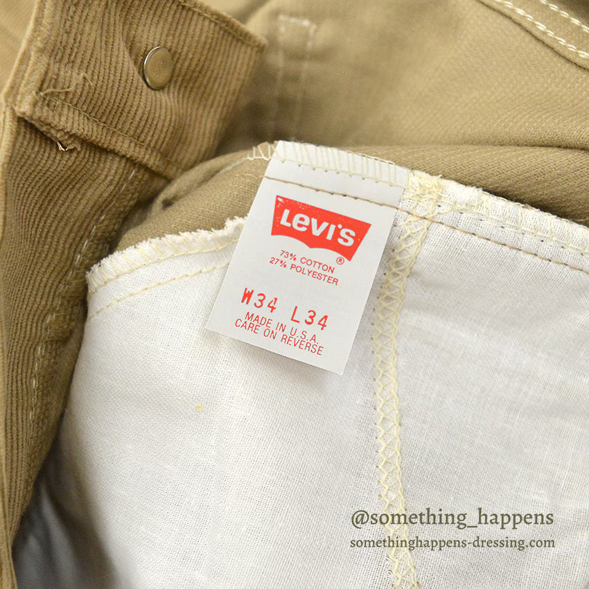1990's DEADSTOCK Levi's 517 BOOT CUT CORDUROY PANTS TAN... W34/L34