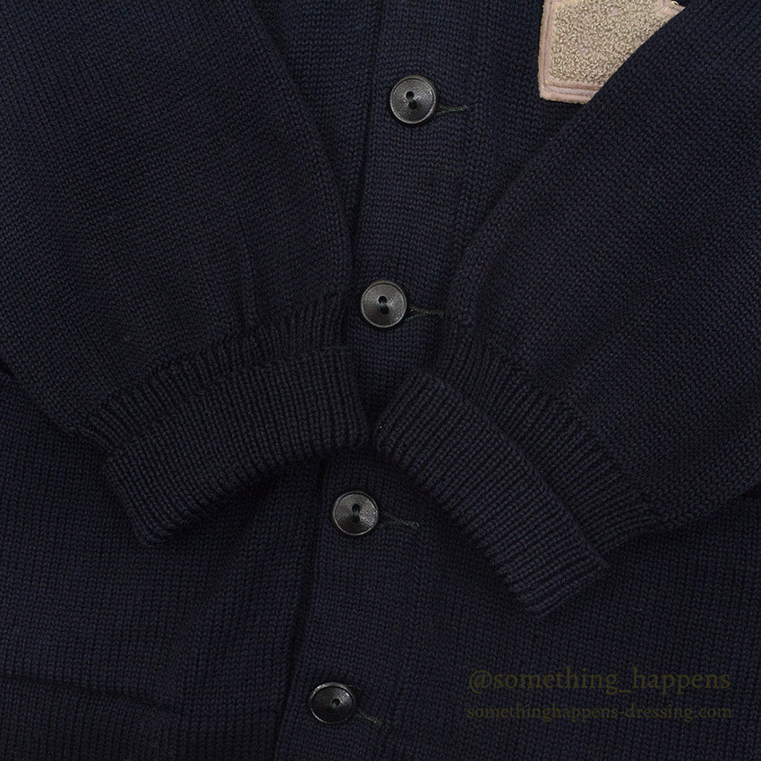 1940's CHAMPION 'P' DARK NAVY WOOL CARDIGAN COAT ... Fits like XL