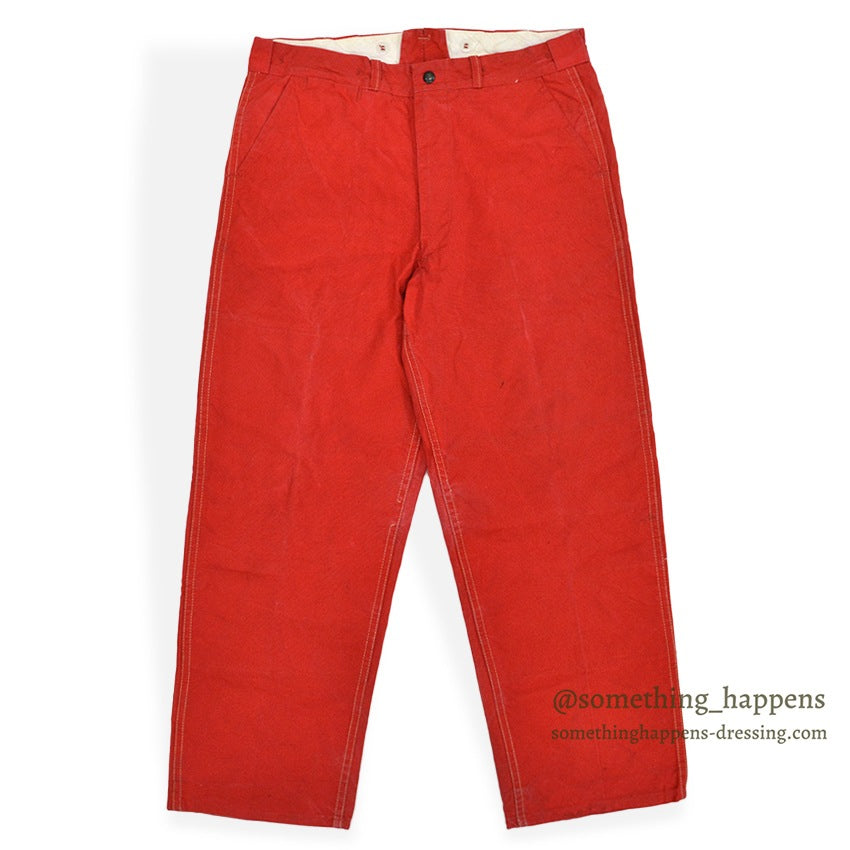 1950's BROWN'S BEACH RED DUCK HUNTING PANTS... W34/L28