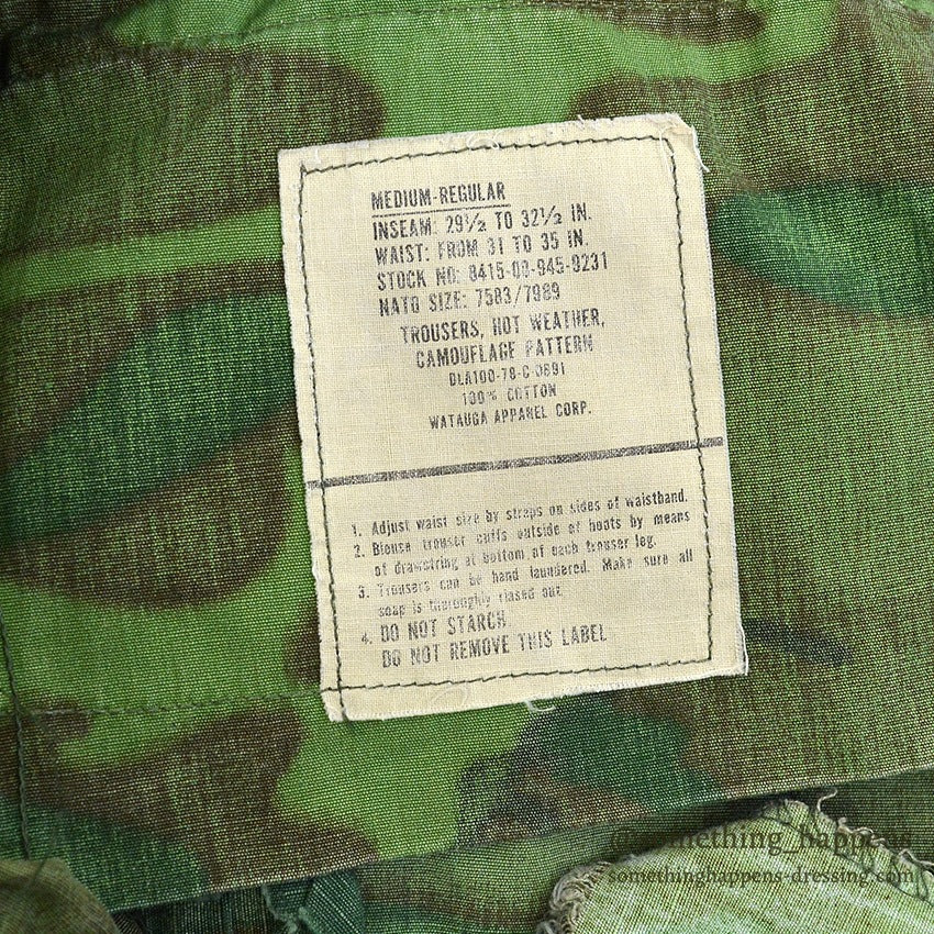 1970's USARMY ERDL MIX LEAF PANTS CRAZY PATTERN... MEDIUM-REGULAR