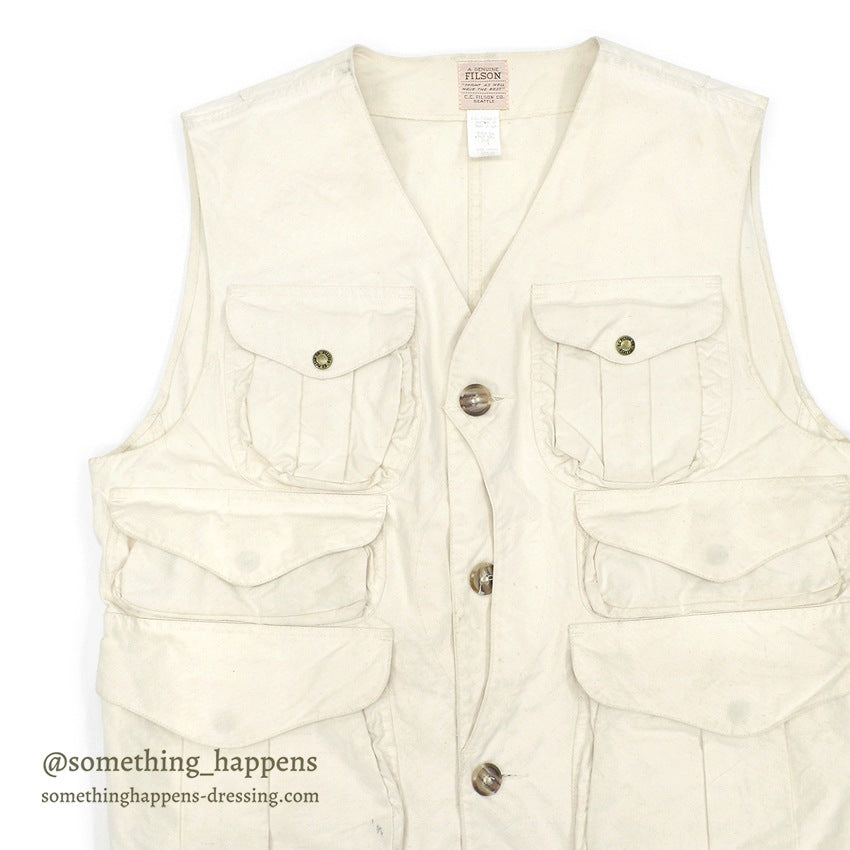 1990's~ FILSON SHELTER CLOTH HUNTING VEST NATURAL... L