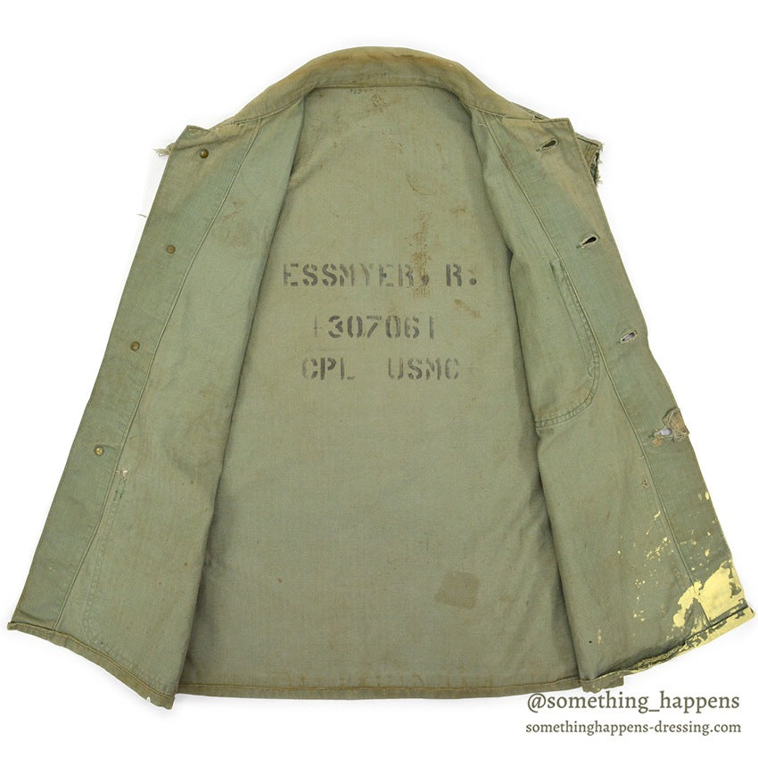 1940's~ U.S.M.C. P-41 MEMORABILIA HAND DROWING HBT UTILITY COAT CUT OFF ...