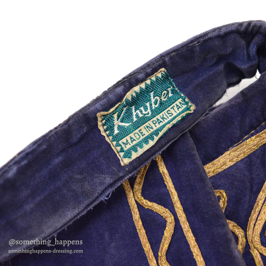 1950's~ KHYBER HAND MADE EMBROIDERED BLUE VELVET SHOULDER BAG...