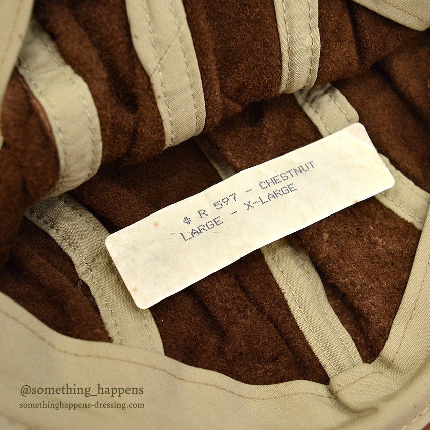 1980's DEADSTOCK LLBEAN CHESTNUT LEATHER CAP...L/XL