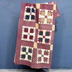 ANTIQUE BEAR'S PAW PATCHWORK QILT MAROON... 197cm/194cm