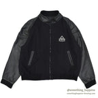 1990's~ CHARMED ALL BALCK WOOL / LEATHER JACKET .... M