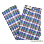 1970's DEADSTOCK THOMSON INDIA MADRAS BLUE PLAID PANTS... W34