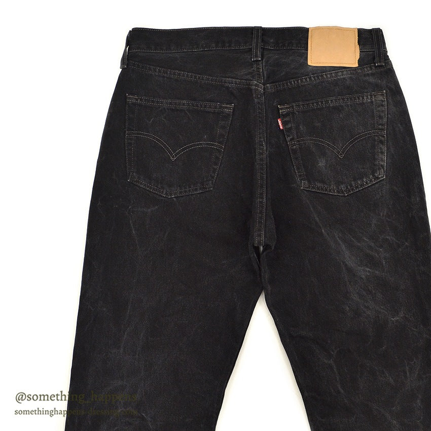 1990's Levi's 501 BLACK DENIM PANTS Made in USA SMOKY FADED... W34/L32
