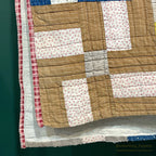 ANTIQUE WHIRLING LOGS SWASTIKA CRAZY PATCHWORK QUILT... 202cm/166cm