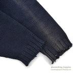 1930's~ OLD DARK NAVY KNIT WOOL SWEATER / FADED...