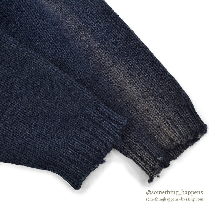 1930's~ OLD DARK NAVY KNIT WOOL SWEATER / FADED...