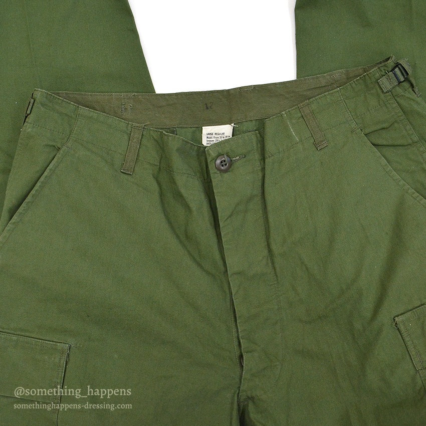 1960's DEADSTOCK U.S.ARMY JUNGLE FATIGUE PANTS / 3RD NON-RIP ... L-R
