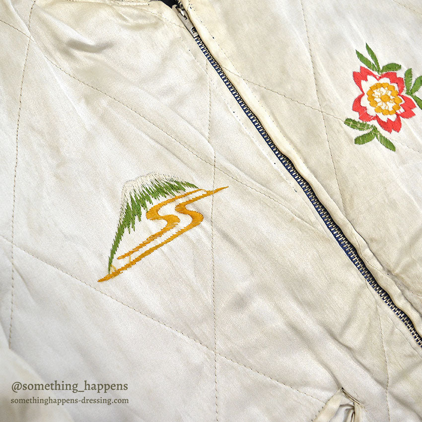 1950's JAPAN SOUVENIR JACKET スカジャン ALL BLACK TTSジッパー ...