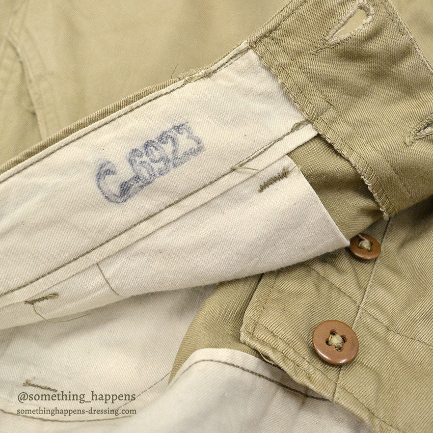 1950's U.S.ARMY TROUSERS, COTTON, KHAKI 1945 ... W34/L29