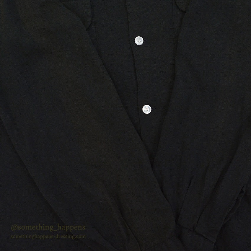 ~1960's BLACK RAYON GABARDINE SHIRT...L