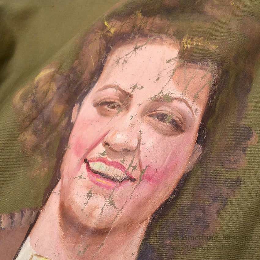 1940's WW2 M1943 FIELD JACKET / PORTRAIT PAINT, SUPER RARE ... 34L