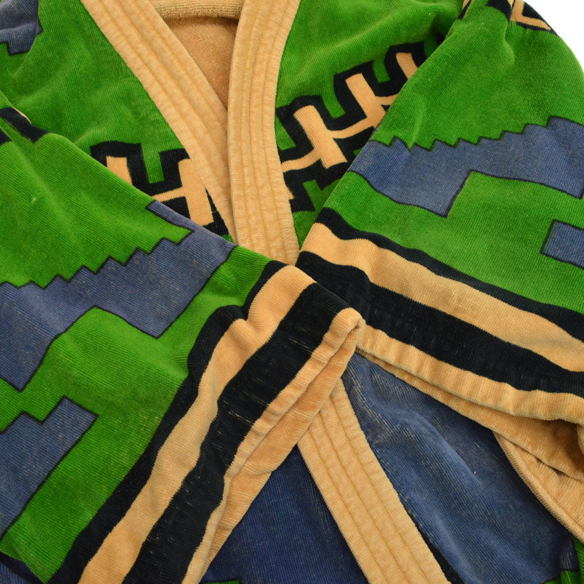 60s State-O-Maine Geometric Pattern Terry Cloth Gown...