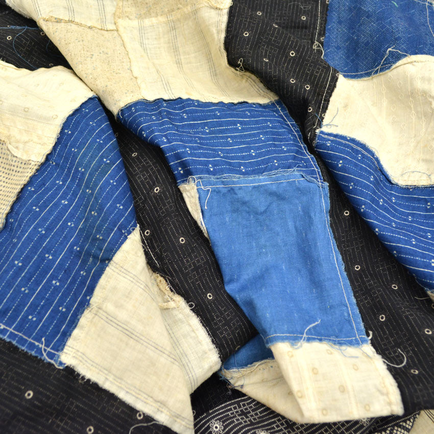 Circa 1880's~1920's Indigo Black Antique Quilt Top... 214cm×190cm