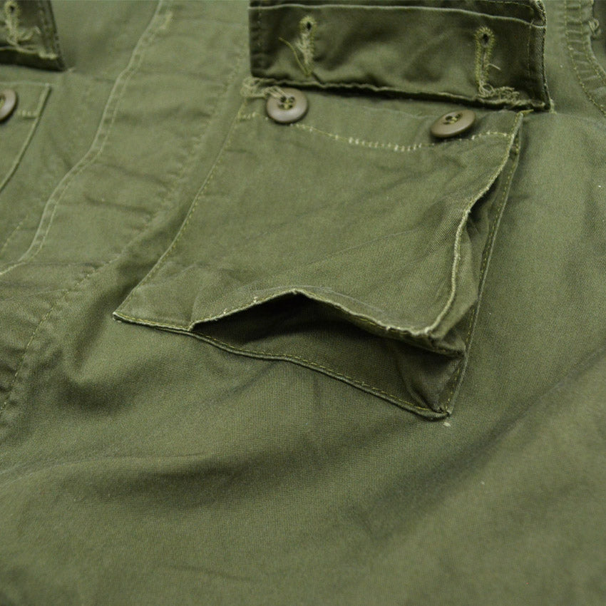 80's- FRONTLINE Civilian All-Cotton BDU Jacket OD ... MR