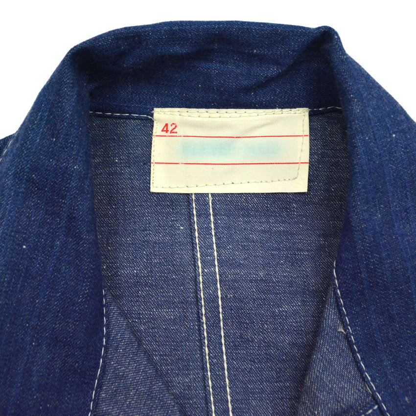 ~60's Black Lacquer Double Stitch Denim Coveralls, Mint... Size 42
