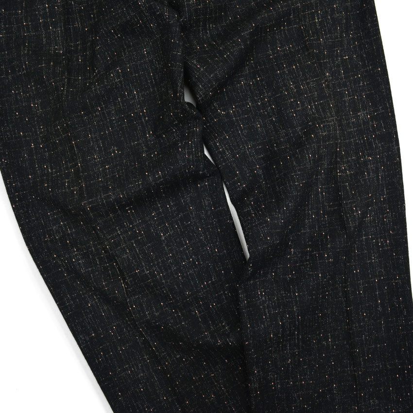 1950s-era black pinstripe Fleck Pattern kasuri wool slacks...