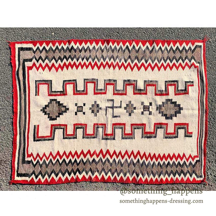 c.1930's NAVAJO RUG 卍 WHIRLING LOG SWASTIKA... 148cm×106cm