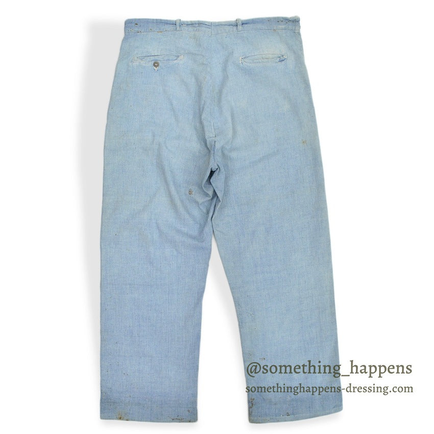 ~1940's PIN CHECK COTTON WORK TROUSERS...W35 L29