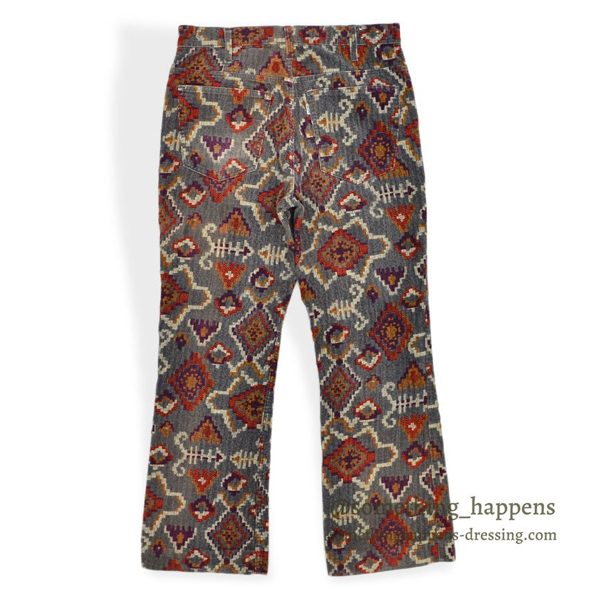 1960's~ LEVI'S BIG-E NATIVE PATTERN PRINT CORDUROY PANTS... W32 L28