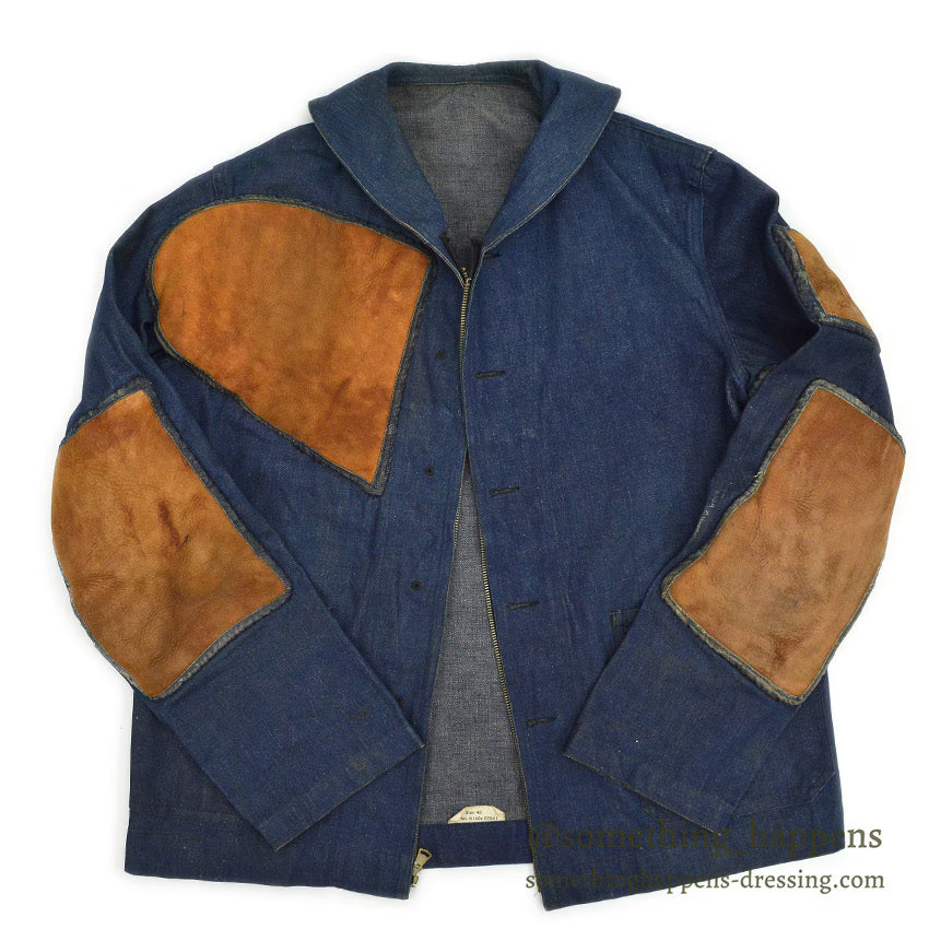 1940's U.S.NAVY WW2 SHAWL COLLAR DENIM JACKET SHOOTING CUSTOMIZED ... 42